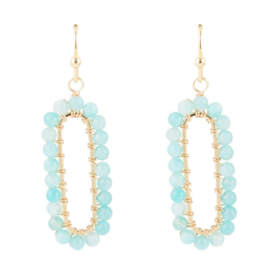 Teal Agate Endless Loop Earrings