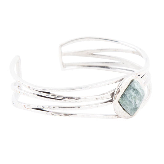 Terra Green Seraphinite and Sterling Silver Cuff Bracelet