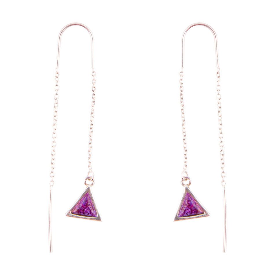 Triangle Threader Purple Turquoise and Sterling Silver Earrings