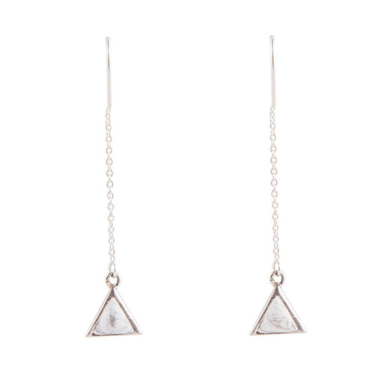 Triangle Threader White Howlite and Sterling Silver Earrings