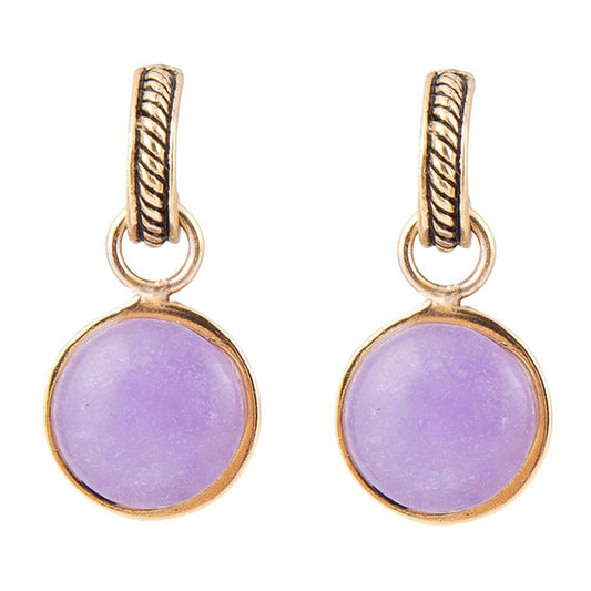 Tucson Charm Purple Quartz Golden Drop Earrings