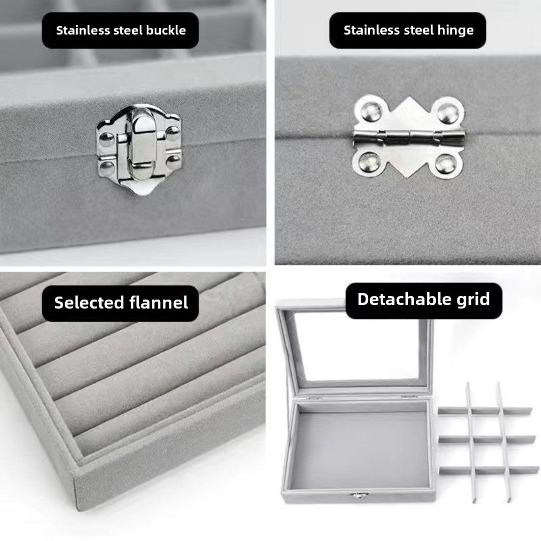 Flannel dustproof jewelry box with lid, ring earrings, earrings, necklace storage box, anti-oxidation jewelry storage box