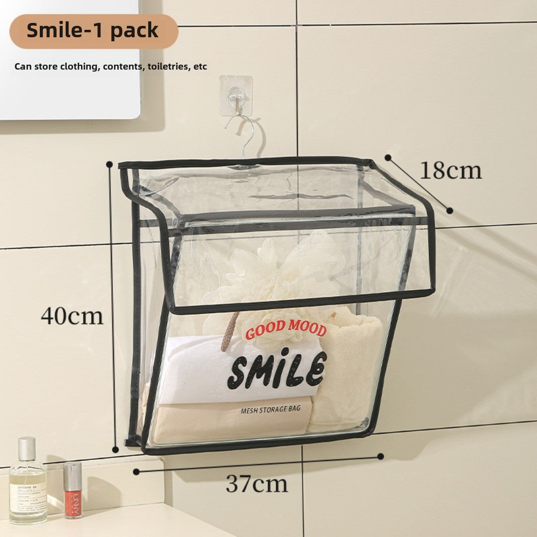 Bathroom transparent storage bag, put clothes toilet storage bag, transparent PVC large-capacity wall-mounted waterproof bathroom hanging bag