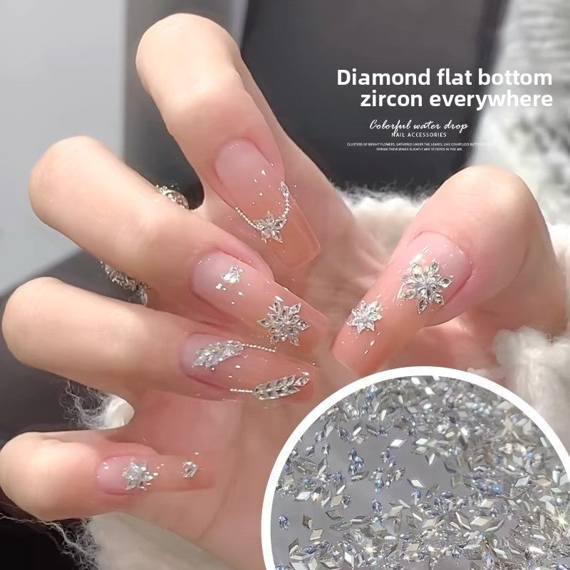 1061 Mini 1.5 * 3 rhombus zircon nail diamond, small flat bottom micro zirconium horse eye nail jewelry for press on nails