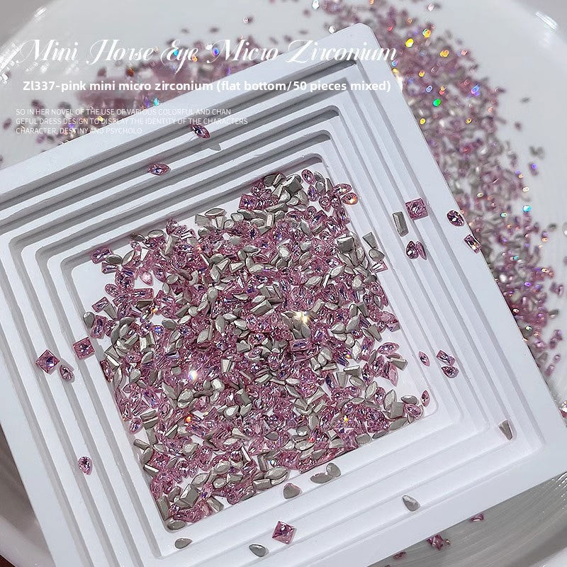 1061 Mini 1.5 * 3 rhombus zircon nail diamond, small flat bottom micro zirconium horse eye nail jewelry for press on nails