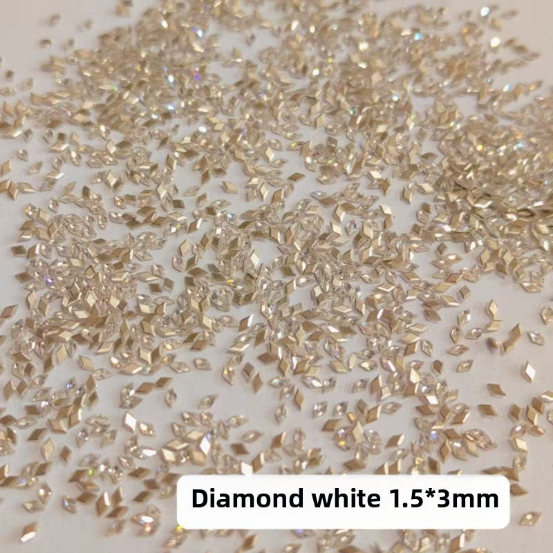 1061 Mini 1.5 * 3 rhombus zircon nail diamond, small flat bottom micro zirconium horse eye nail jewelry for press on nails