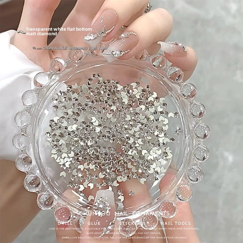 1061 Mini 1.5 * 3 rhombus zircon nail diamond, small flat bottom micro zirconium horse eye nail jewelry for press on nails