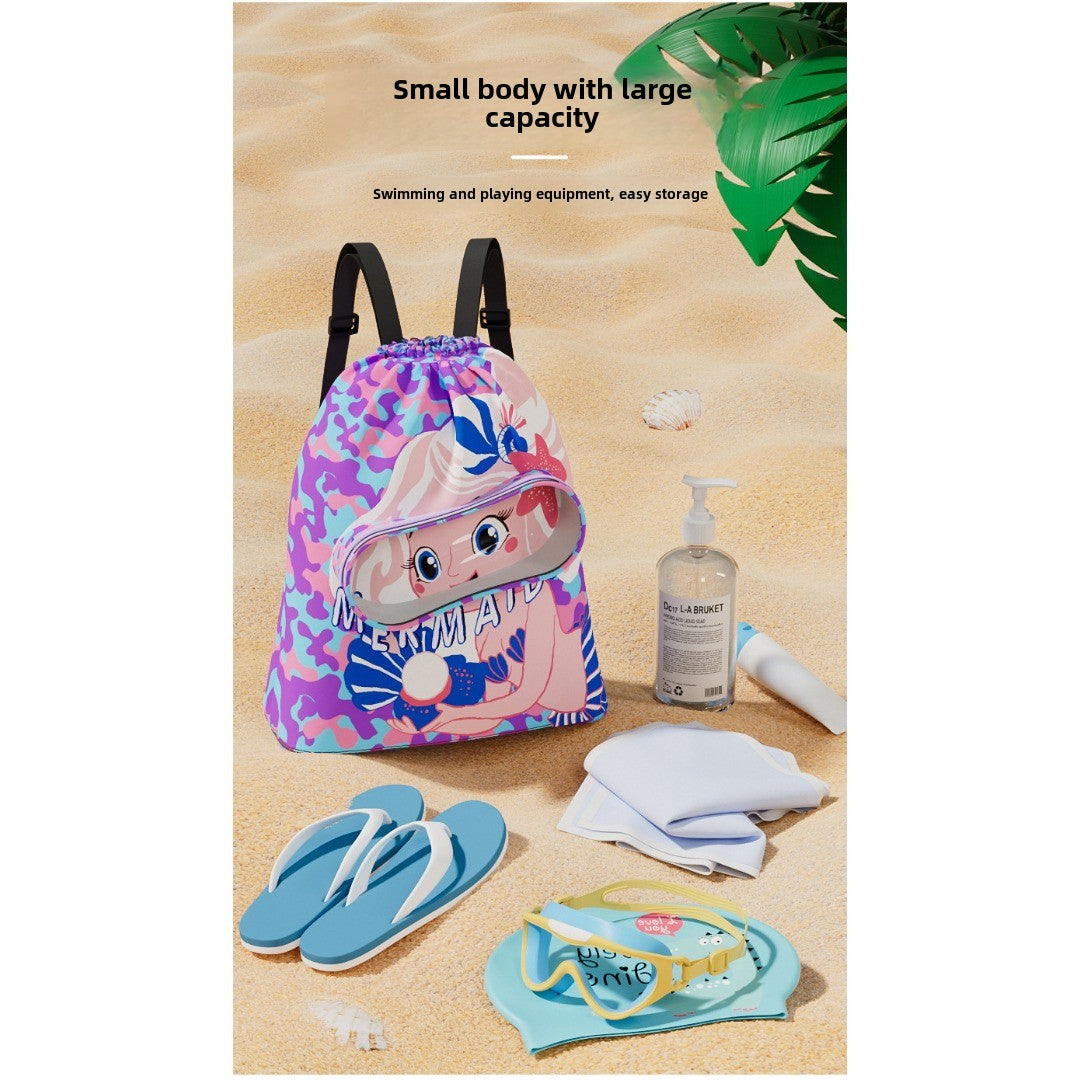 Children's swimming bag, wet and dry separation toilet bag, large-capacity swimming storage bag, beach storage bundle backpack.
