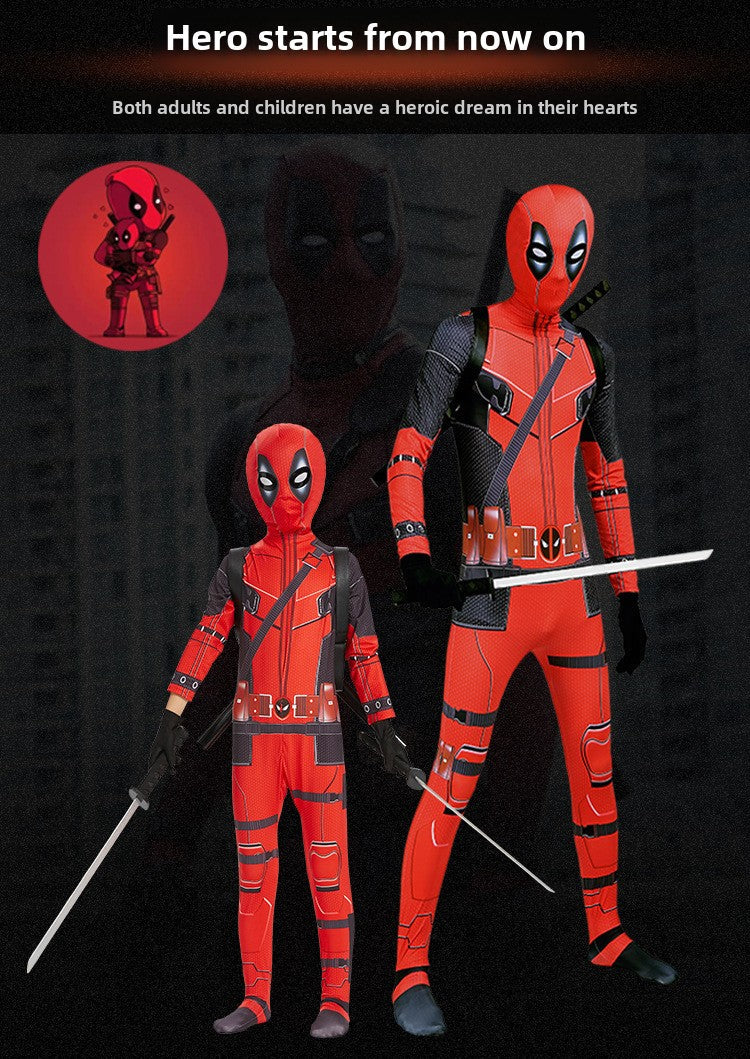 Halloween Costume Deadpool onesie skinny children's clothes adult double knife backpack boys suit costumes boys