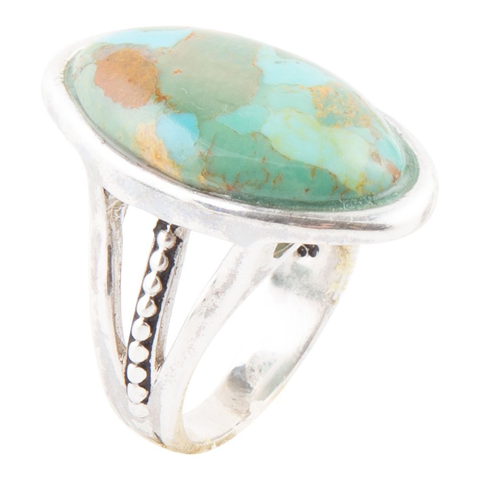 Blue Turquoise and Sterling Silver Oval Ring