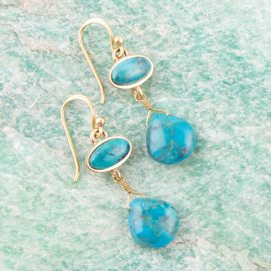 Turquoise Drop Bronze Earring