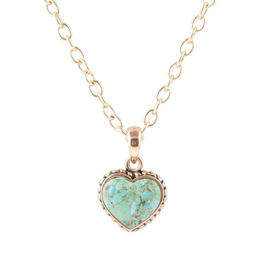 Turquoise Heart Pendant and Bronze Necklace