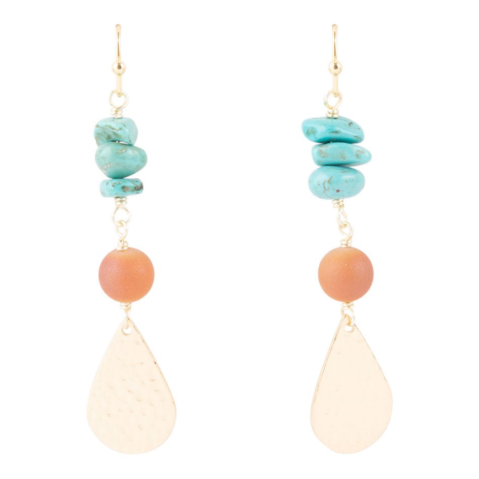 Turquoise Sol Charm Drop Earrings