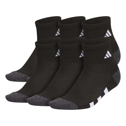 adidas Athletic Cushioned Quarter Socks (6-Pair) for Kids, Boys and Girls, Above The Ankle Fit, Durable Fabric Medium Black/Onix Grey/White - # BOAA12810002