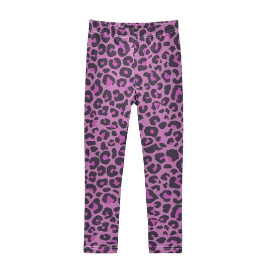 Aflyko Girls Leggings Pink Leopard Print Kids Workout Pants Dance Tights Ankle Length 4T - # GIAA21410011