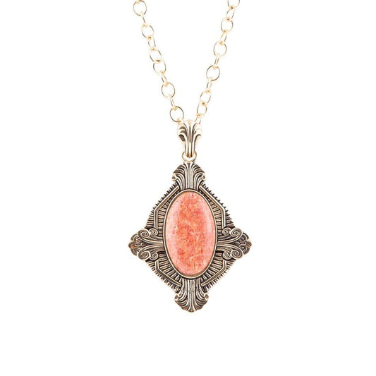 Valerie Orange Sponge Coral and Golden Pendant Necklace