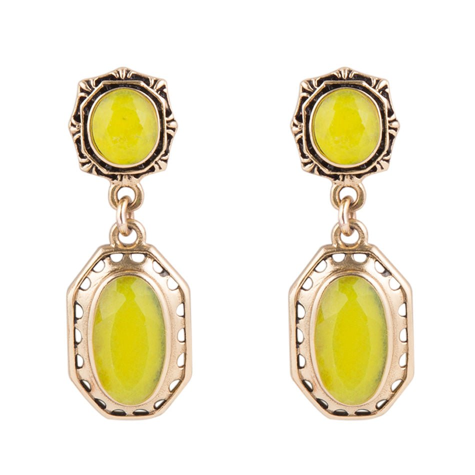 Vintage Style Chartreuse Quartz Earrings