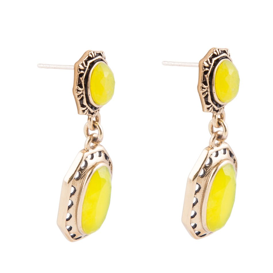 Vintage Style Chartreuse Quartz Earrings