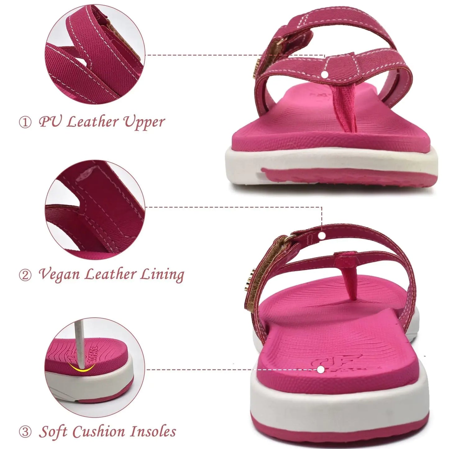 COFACE Womens Fashion Orthotic Flip Flops Ladies Slip On Lightweight Athletic Yoga Mat Cushion Thong Sandals With Comfortable Plantar Fasciitis Arch Support 9.5 Rose - # GIAA73510005