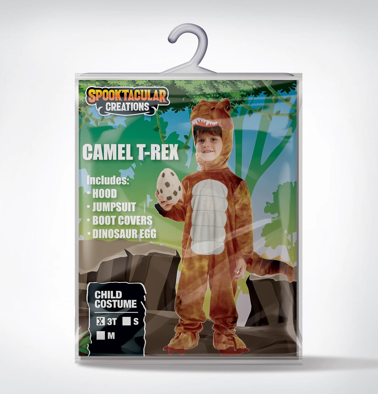 Spooktacular Creations Realistic T-rex Costume Outfit Dinosaur Jumpsuit with Egg for Kids Toddler Halloween Dress-up Party Bronze 3T(3-4 yrs) - # BOAA111510003