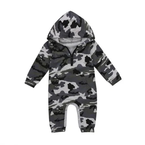 Boys Zipper Romper Jumpsuit Playsuit Hooded - # BOAA111010005