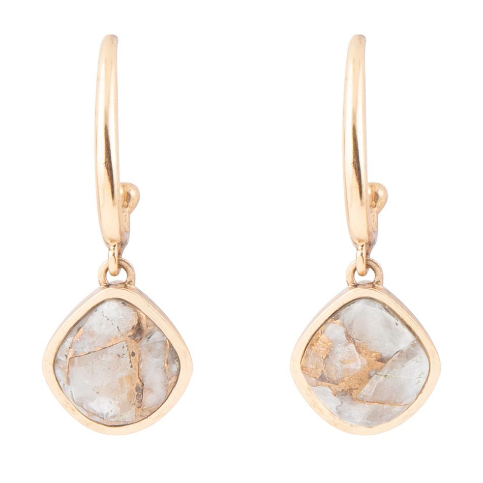 White and Golded Calcite Drop Earrings
