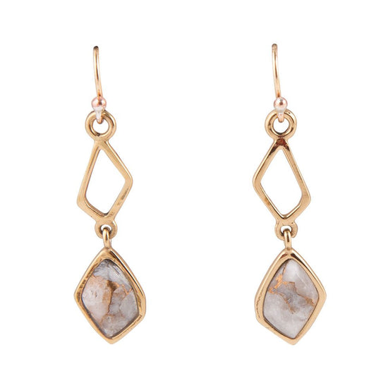 White Calcite Matrix and Bronze Drop Earrings