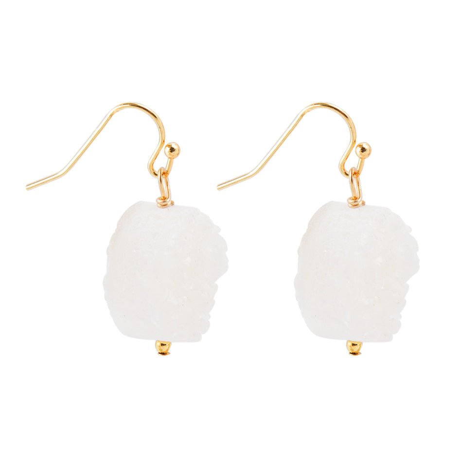 White Druzy Drop Earring