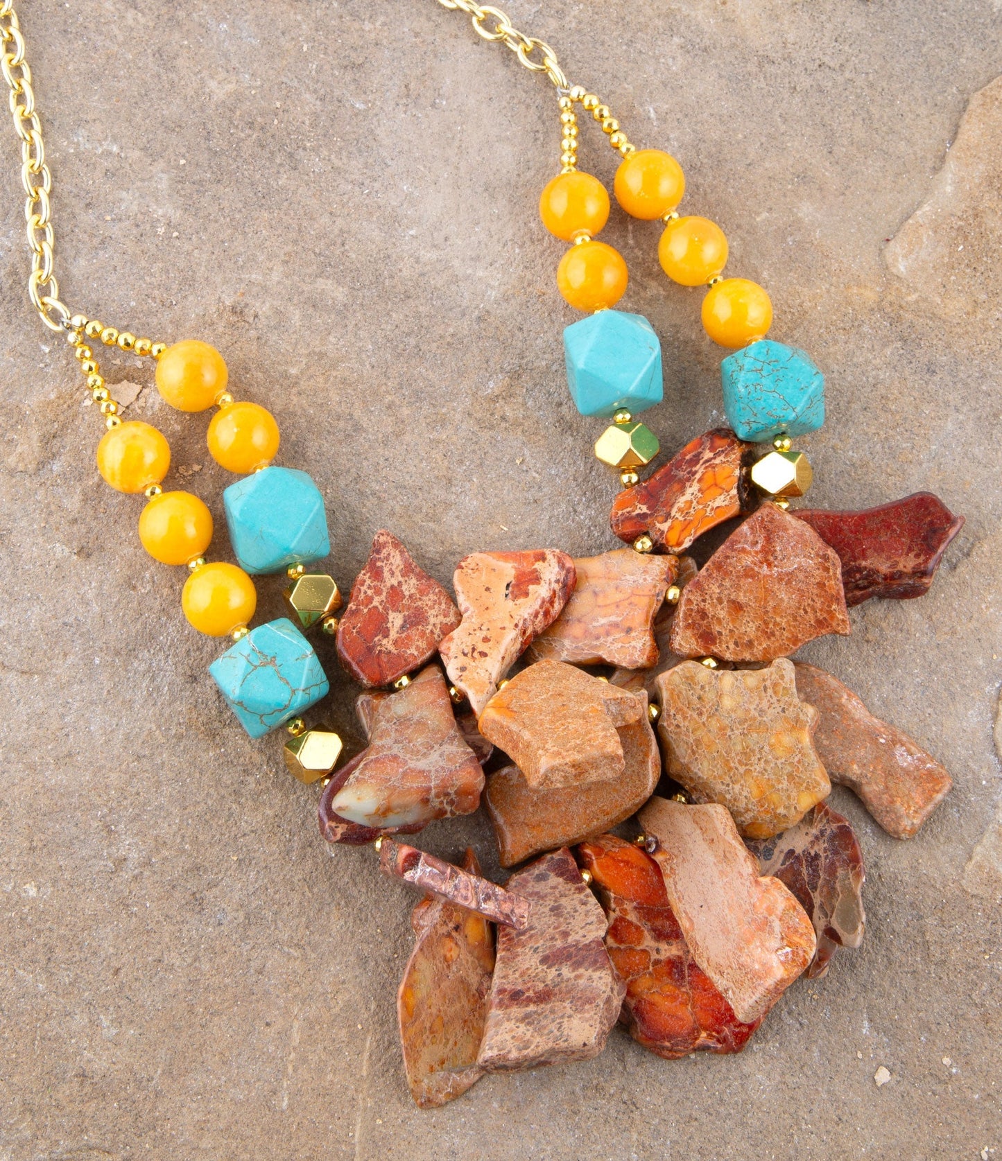 Windswept Double Strand Slab Necklace