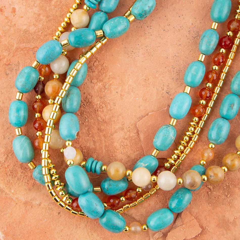 Windswept Multi-Layered Colorful Beaded Statement Necklace