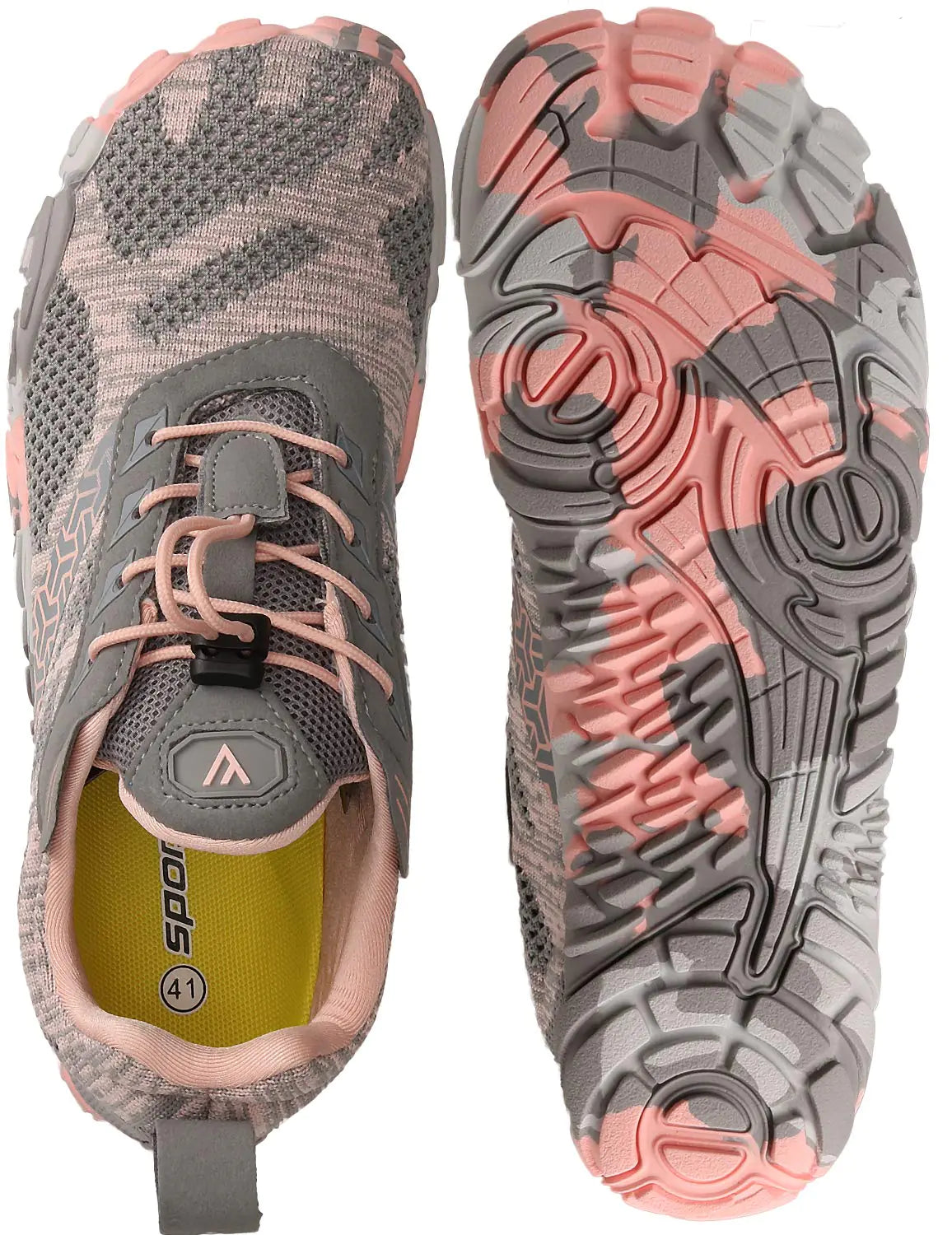 Joomra Women's Minimalist Trail Running Barefoot Shoes | Wide Toe Box | Zero Drop 9-9.5 W20 | Pink Grey - # GIAA73110003