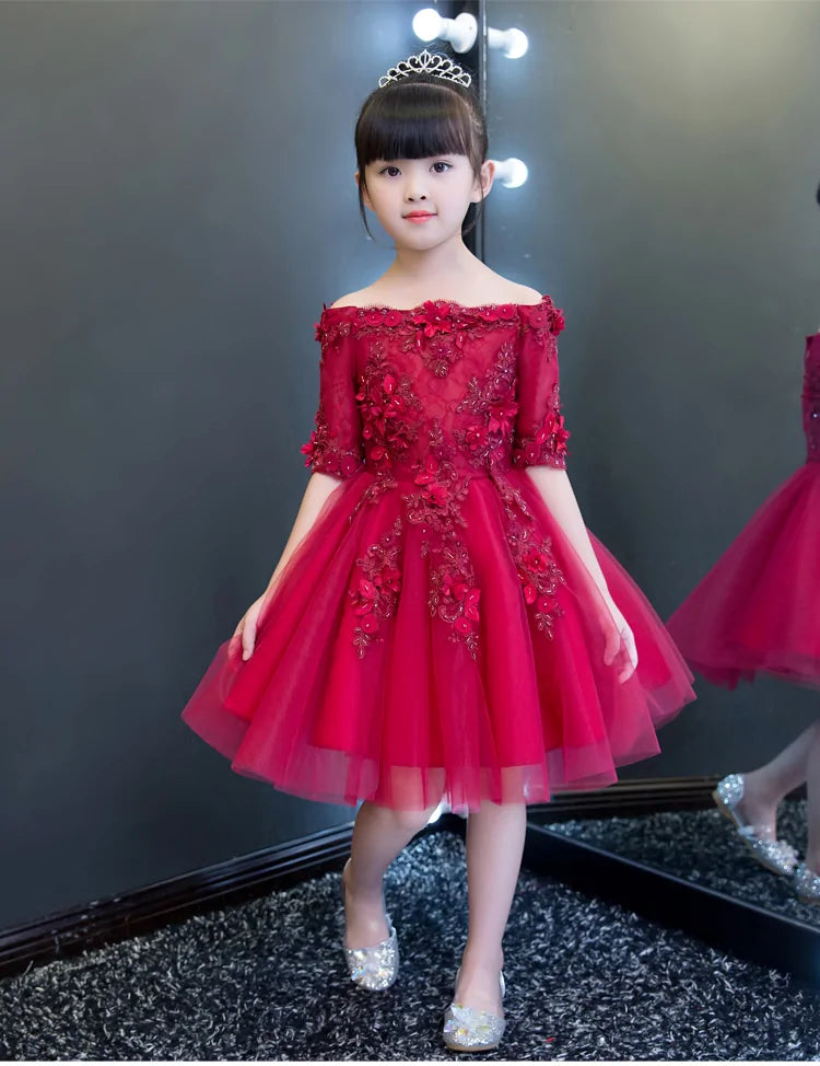 Red Tulle Flower Girl Dress - # GIAA221710002