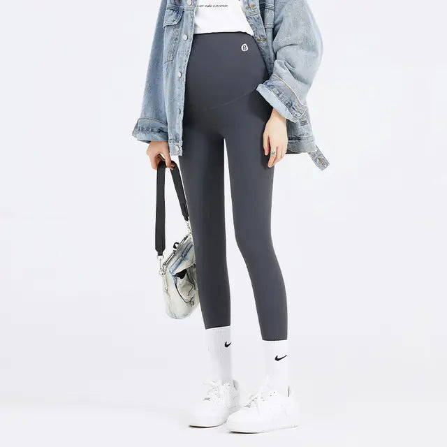 Maternity Velvet Shark Skin Belly Support Pants - # WOM21410011 - PRG