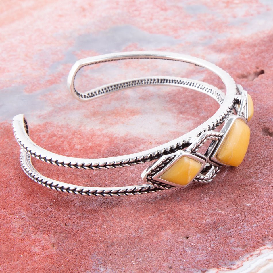 Yellow Agate and Sterling Silver Cuff Bracelet