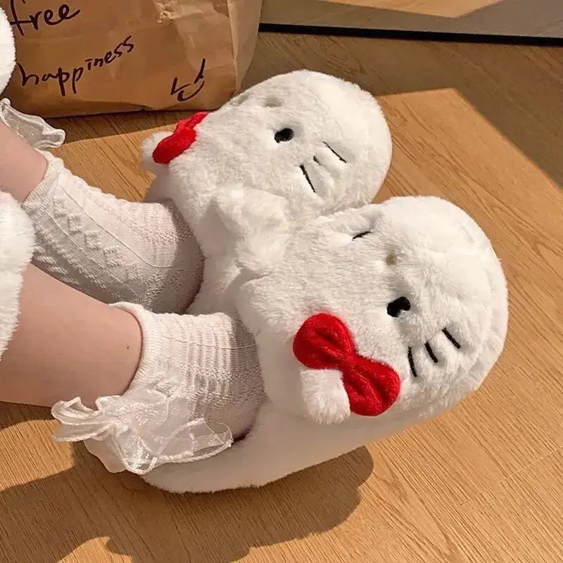 Kitty Kawaii Fluffy Fuzzy House Shoe Slippers - # GIAA73610009