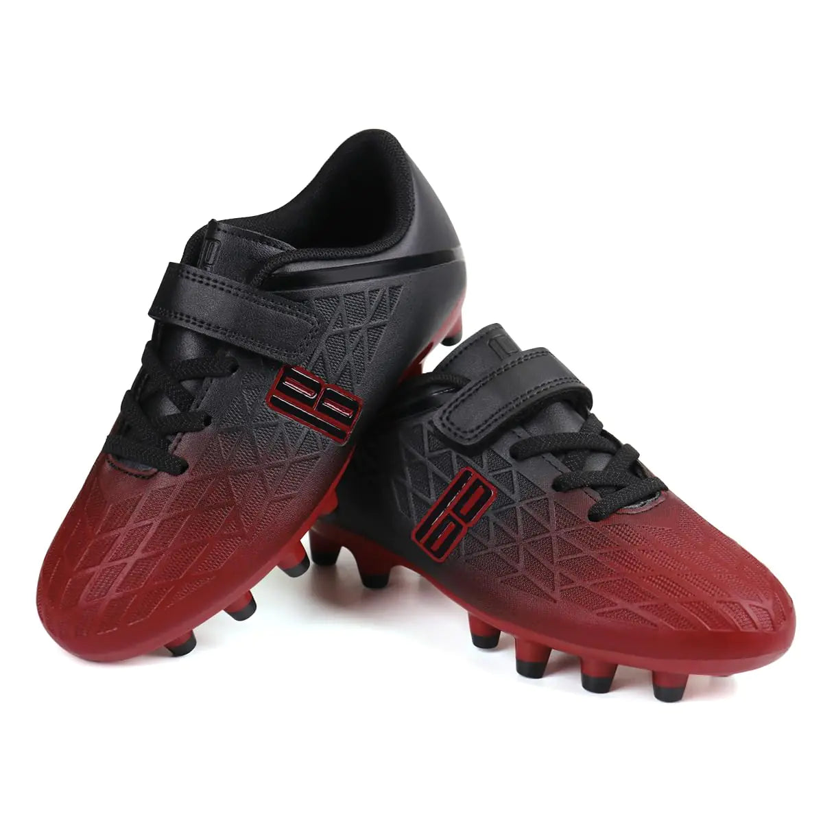 brooman Kids Firm Ground Soccer Cleats Boys Girls Athletic Outdoor Football Shoes 10 Toddler Black/Red - # BOAA71110002