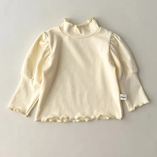 High Collar Long Sleeve Cotton T-shirt for Baby Girls - # BAAA1111010004