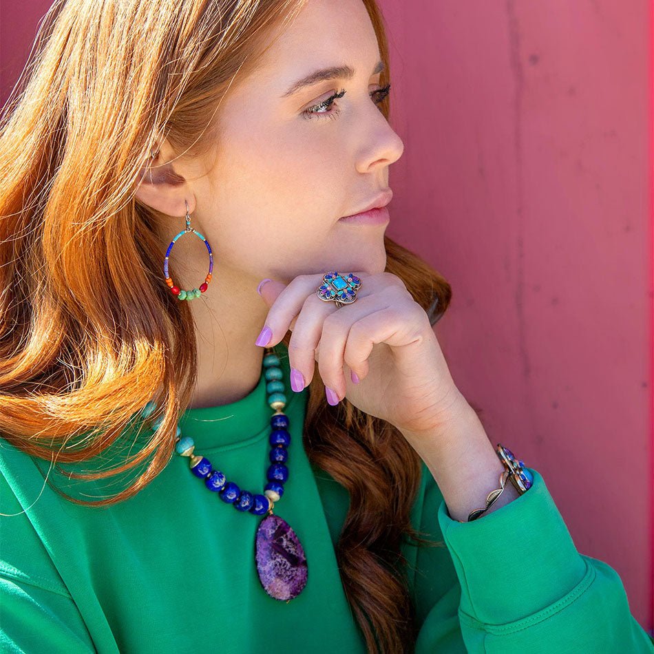 Zion Multi-Color Purple Pendant Necklace