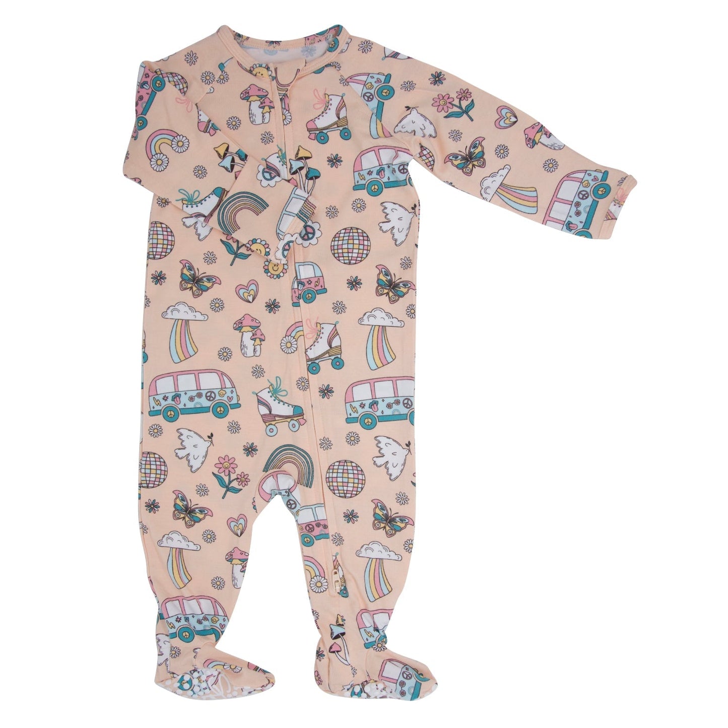 Retro Roller Skates Zipper Footie