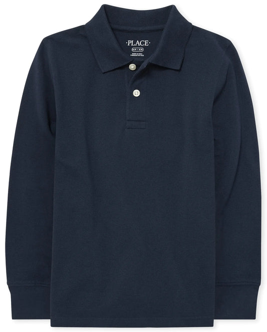 The Children's Place boys Long Sleeve Pique Polo Small Nautico Single - # BOAA11510008
